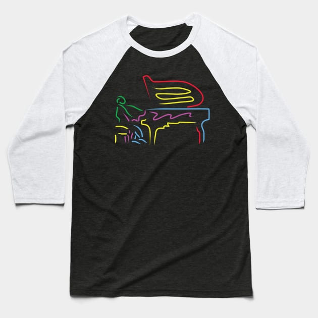 Colorful Pianist Modern Style Baseball T-Shirt by jazzworldquest